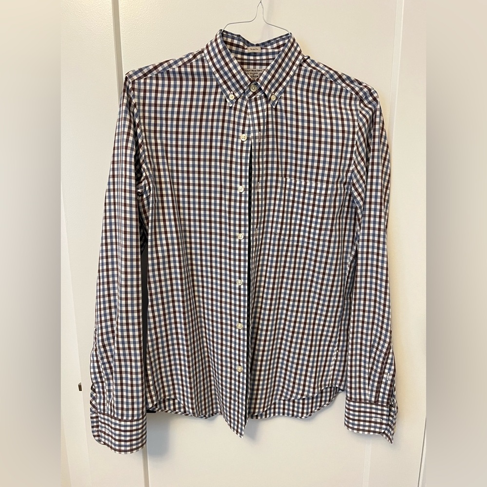Jcrew Brown and Blue Gingham Shirt